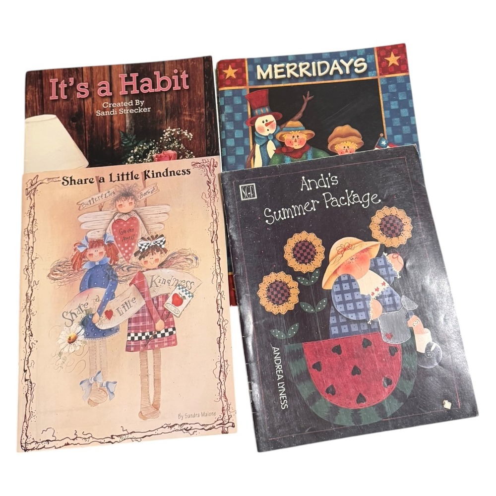 Vtg Tole Painting Country Craft Pattern Book Lot 4 Uncut w Inserts